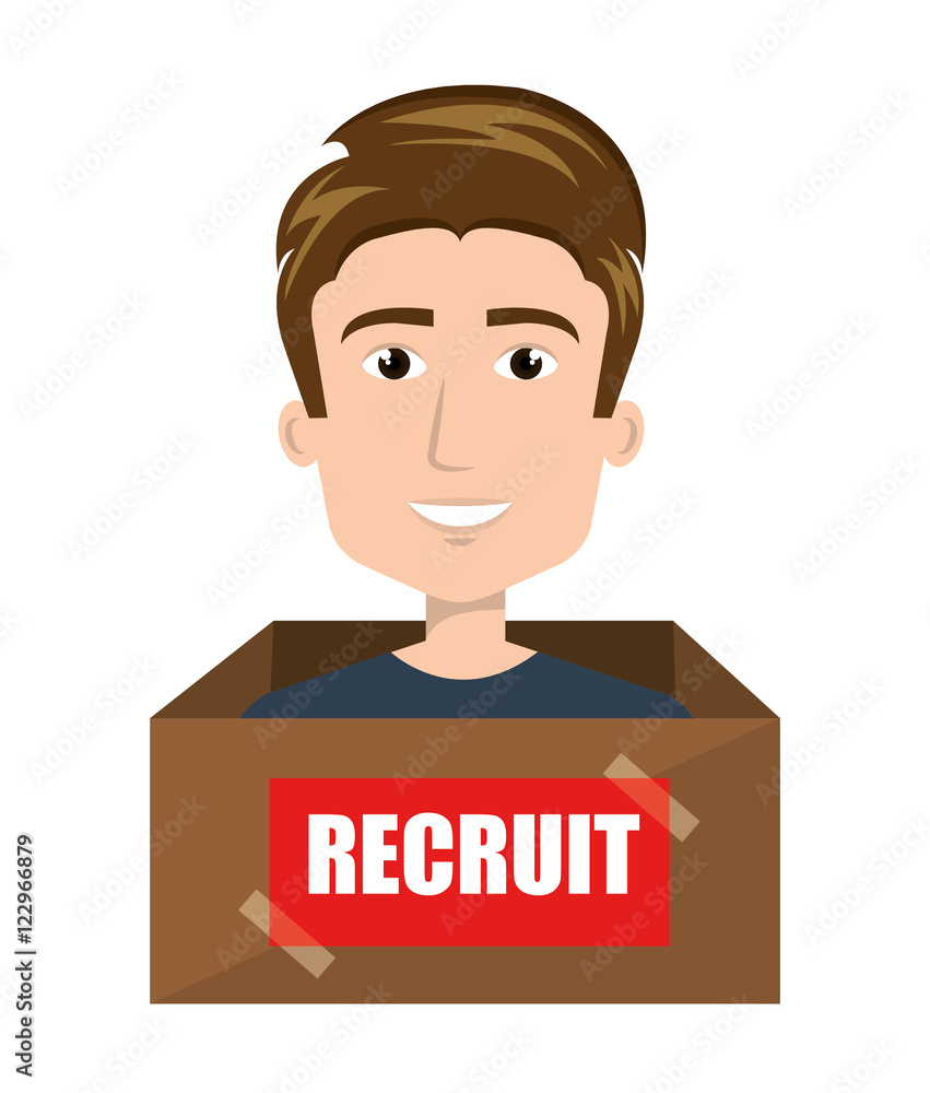 avatar man recruit inside a box. human resource theme. colorful design. vector illustration avatar man recruit inside a box. human resource theme. colorful design. vector illustration