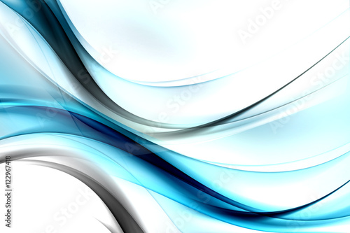 Abstract Flow Blue White Wave Design Black Background