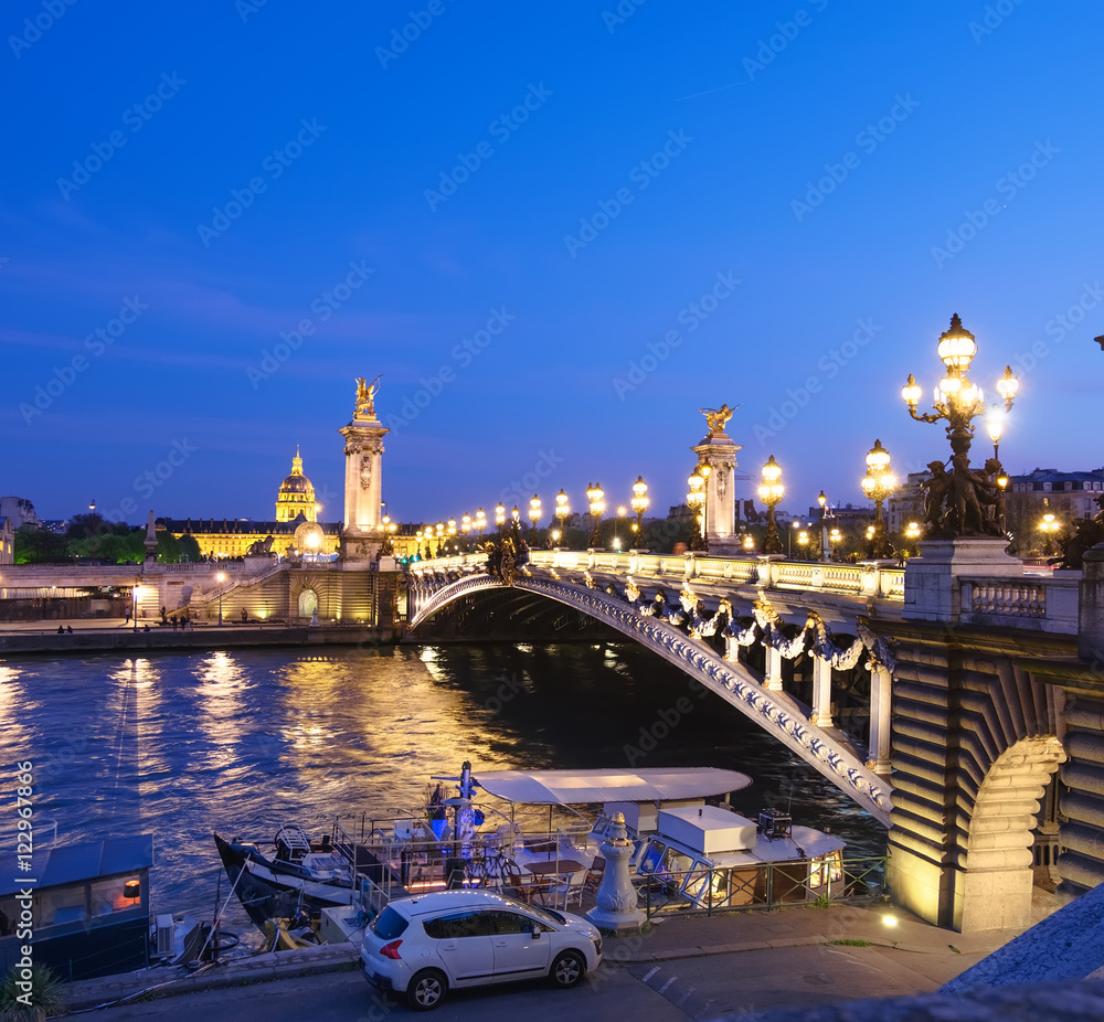 Alexandre Bridge in Paris at night