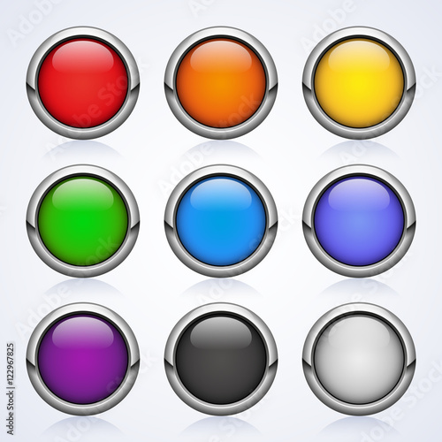 Free Download Set of colored round web buttons, vector illustration - GFXLoad