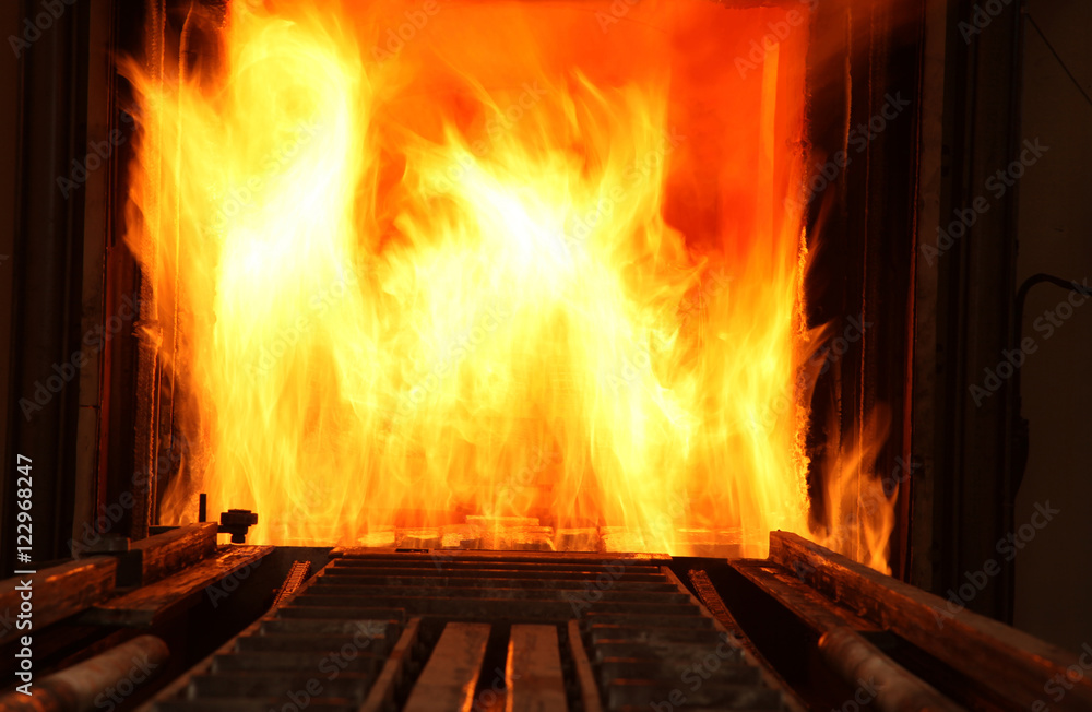 Fototapeta premium Hot steel on conveyor 