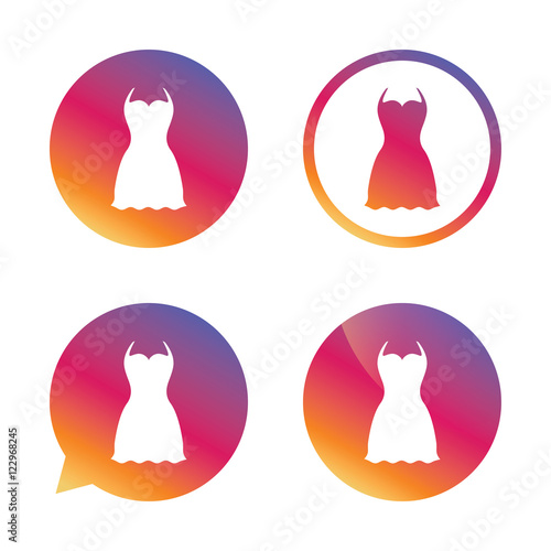 Woman dress sign icon. Elegant clothes symbol.