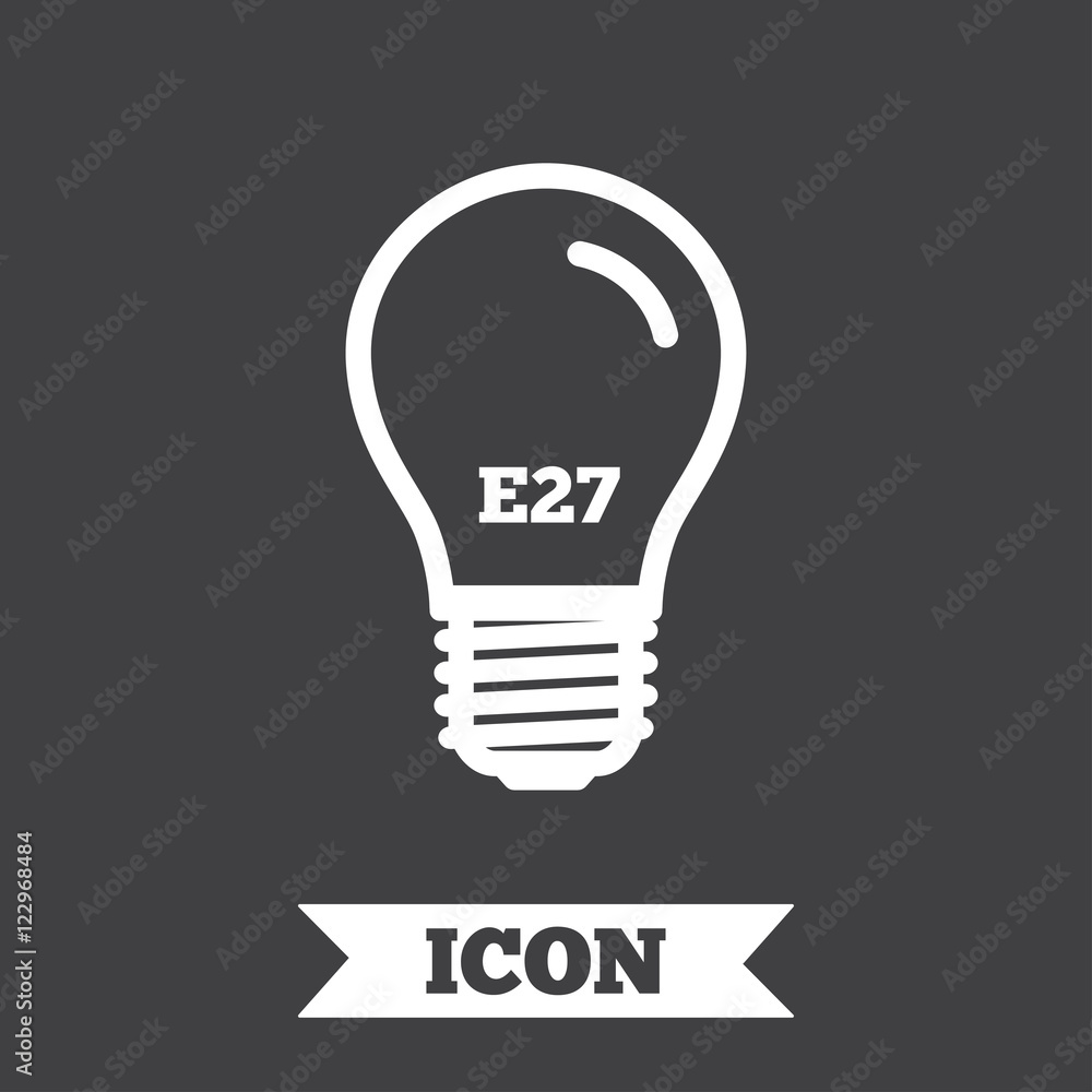 Light bulb icon. Lamp E27 screw socket symbol.