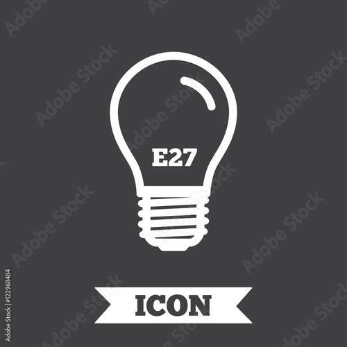 Light bulb icon. Lamp E27 screw socket symbol.