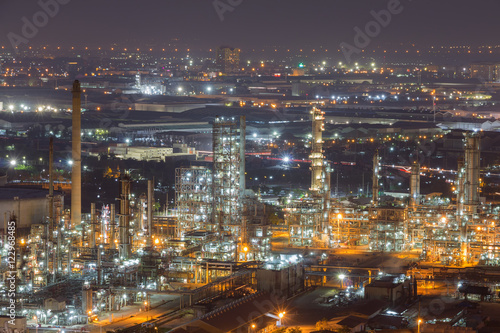 Oil Refinery factory at twilight   petrochemical plant   Petroleum   Chemical Industry