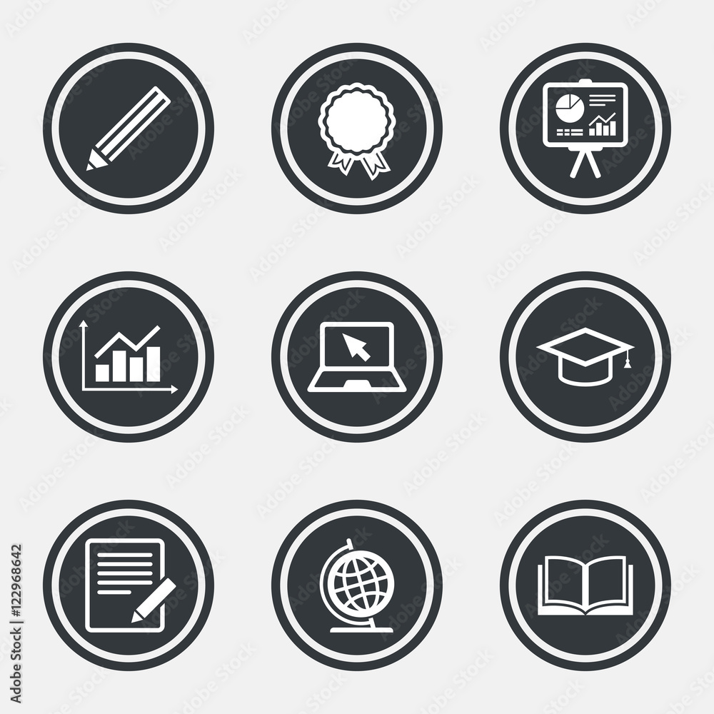 Education and study icon. Presentation signs. Education and study icon. Presentation signs.