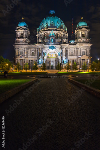 Berlin Cathedral illuminated by the lights of the illumination,