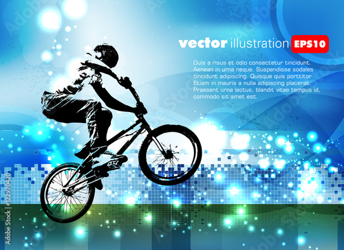 BMX, extreme and fun sport, vector illustartion for banner or poster