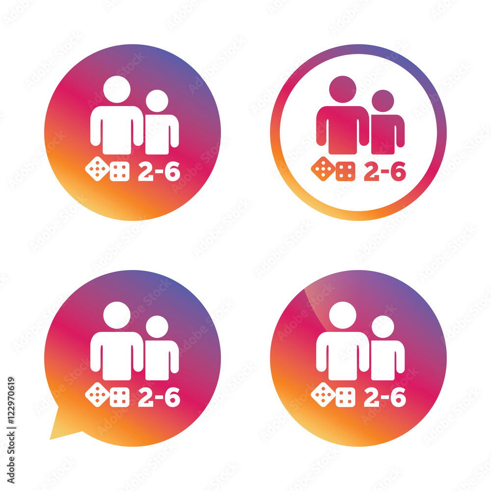 Board games sign icon. 2-6 players symbol. Board games sign icon. 2-6 players symbol.