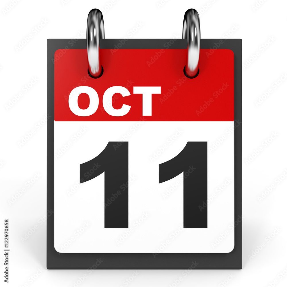 Fototapeta premium October 11. Calendar on white background.