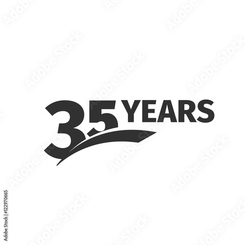 Isolated abstract black 35th anniversary logo on white background. 35 number logotype. Thirty-five years jubilee celebration icon. Thirty-fifth birthday emblem. Vector anniversary illustration.