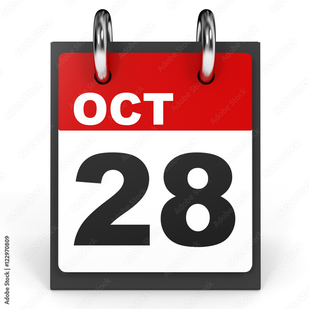October 28. Calendar on white background. October 28. Calendar on white background.