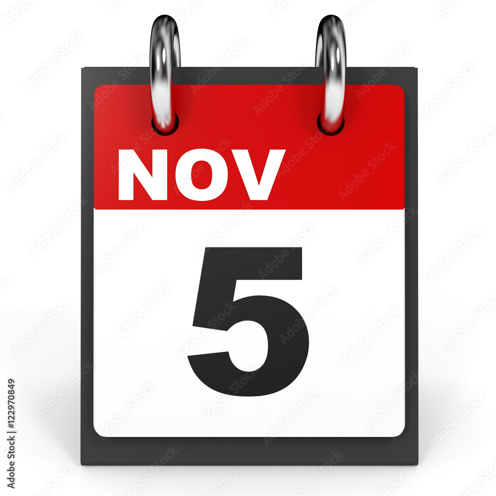November 5. Calendar on white background. November 5. Calendar on white background.