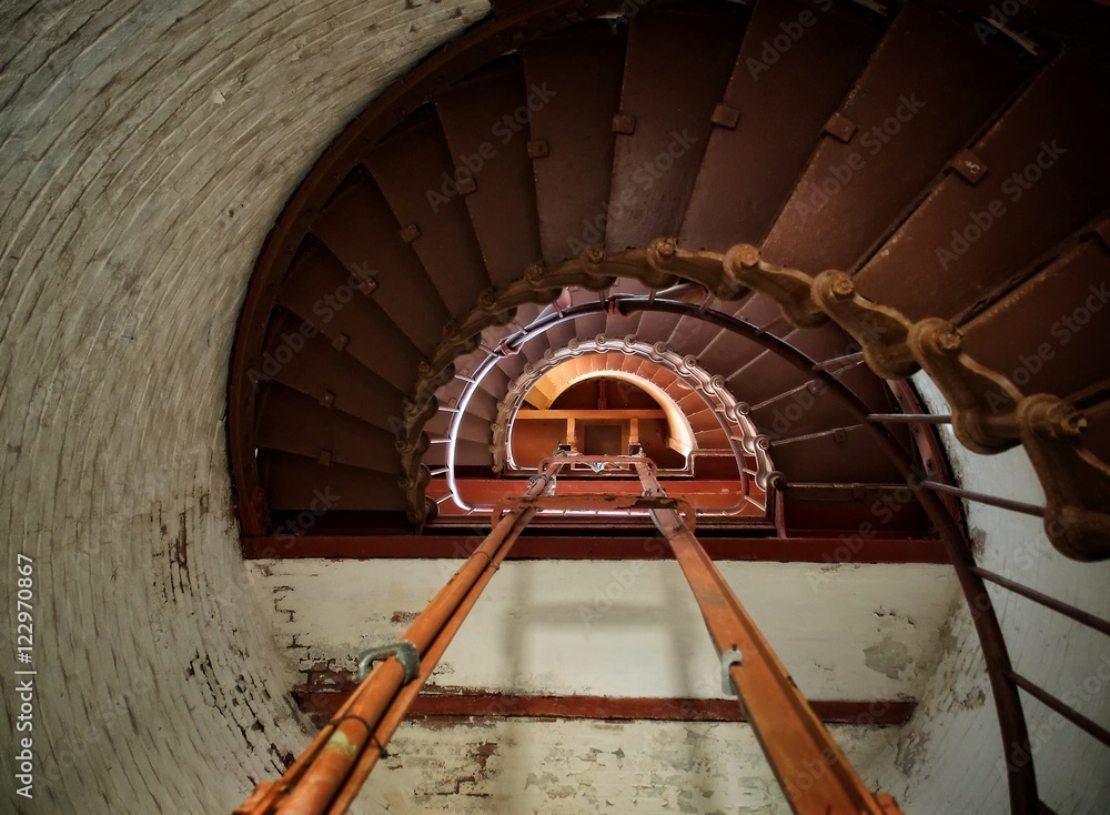 Fototapeta premium Walk Up Spiral Staircase of Lighthouse