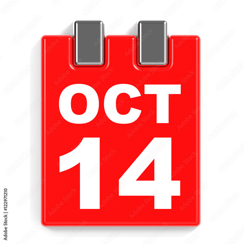 October 14. Calendar on white background. October 14. Calendar on white background.