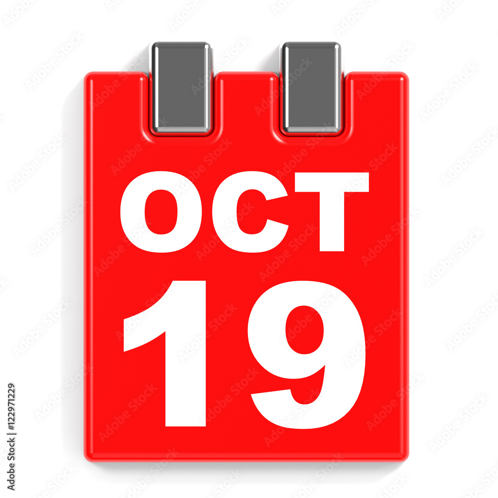 October 19. Calendar on white background. October 19. Calendar on white background.