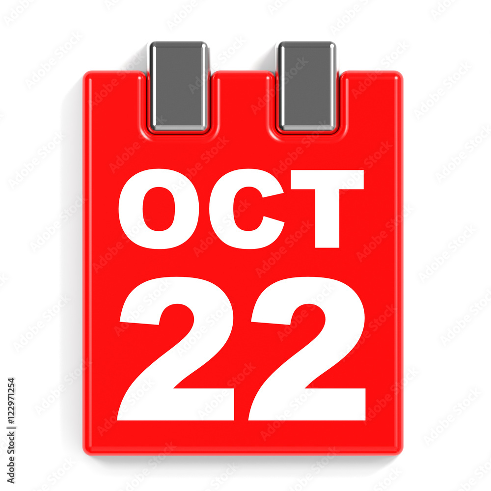 October 22. Calendar on white background. October 22. Calendar on white background.