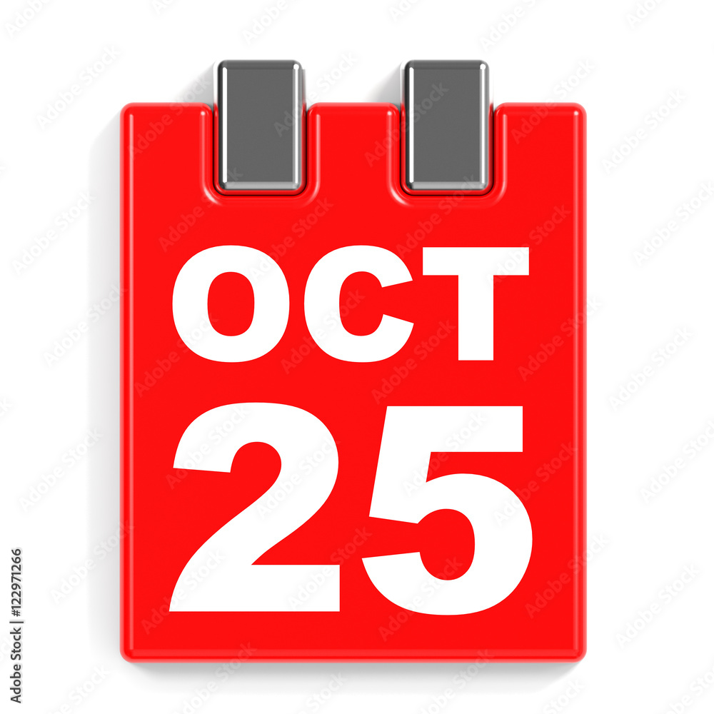 October 25. Calendar on white background. October 25. Calendar on white background.