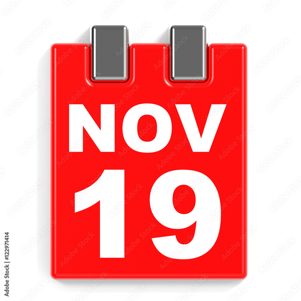November 19. Calendar on white background. November 19. Calendar on white background.