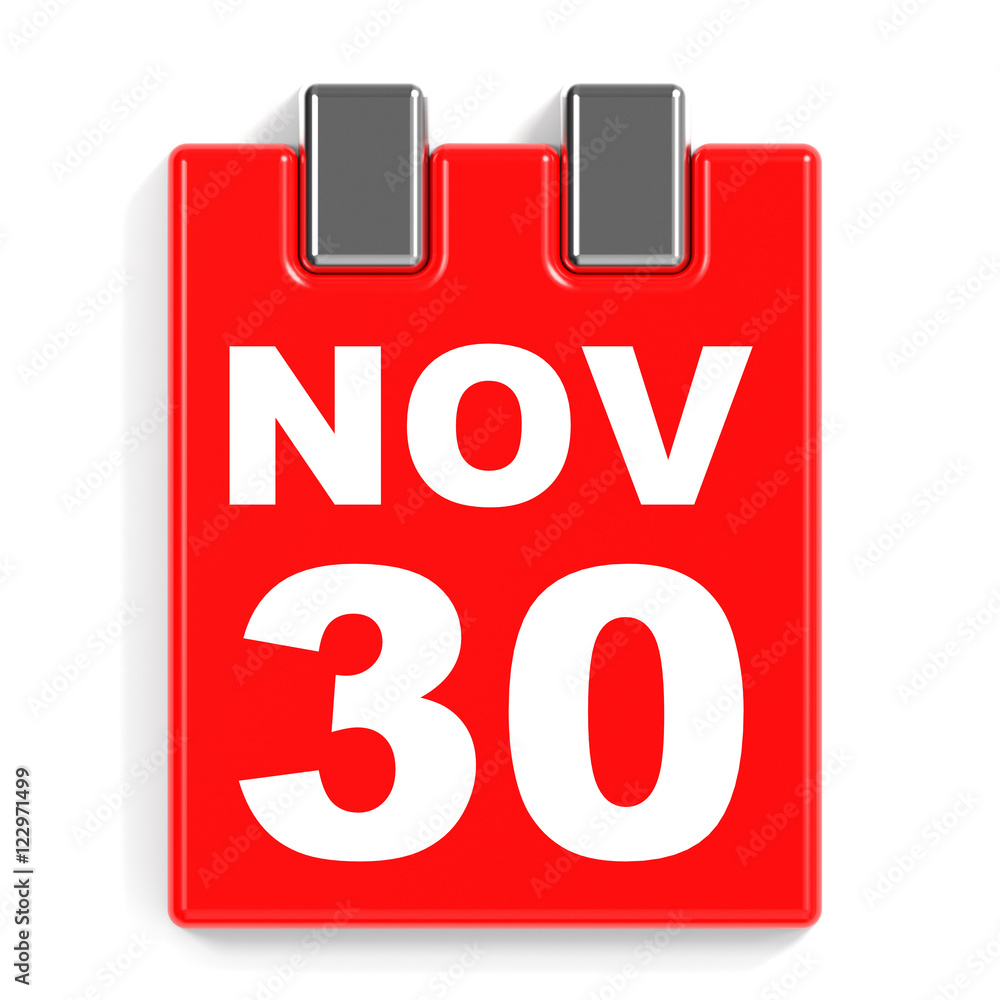 November 30. Calendar on white background. November 30. Calendar on white background.