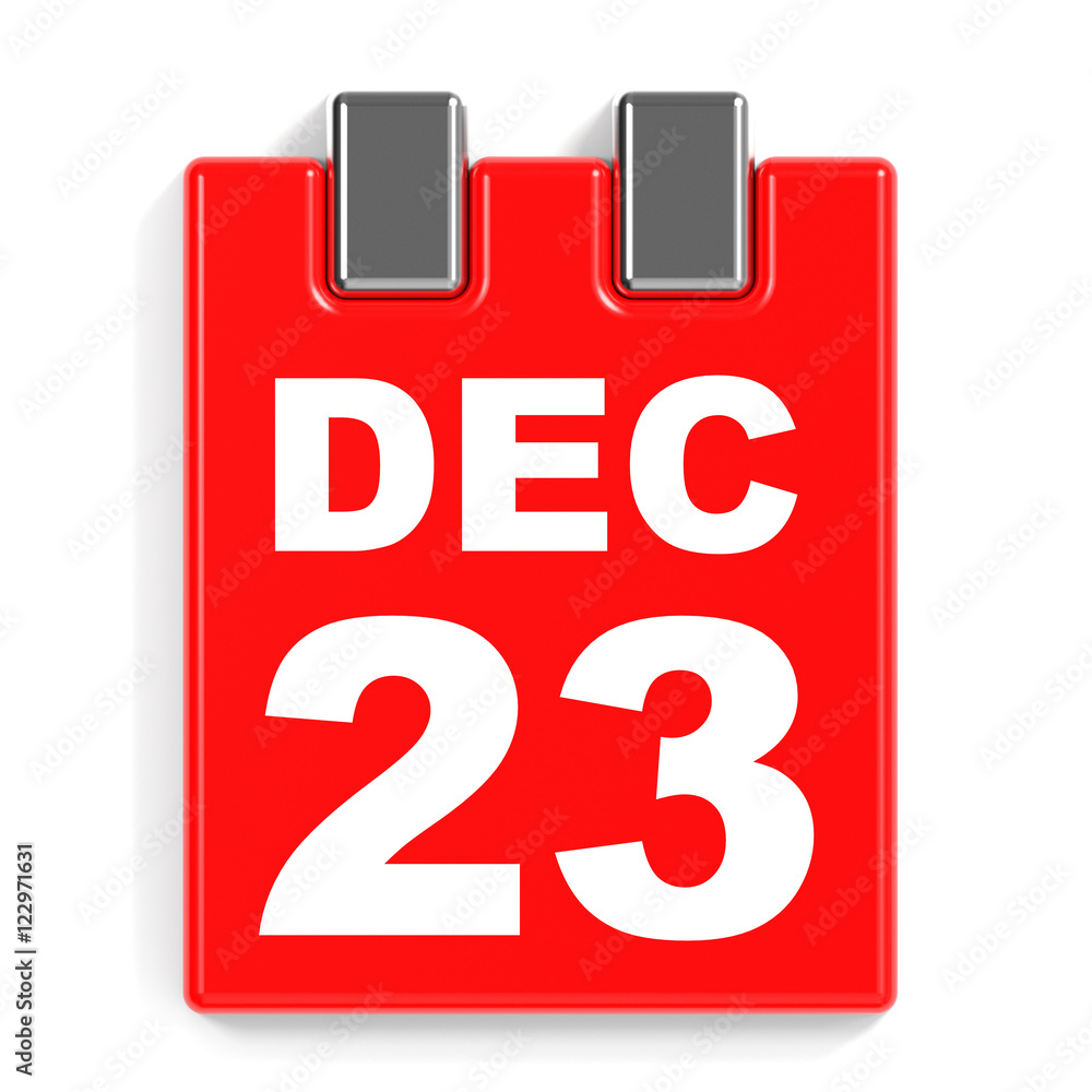 December 23. Calendar on white background. December 23. Calendar on white background.