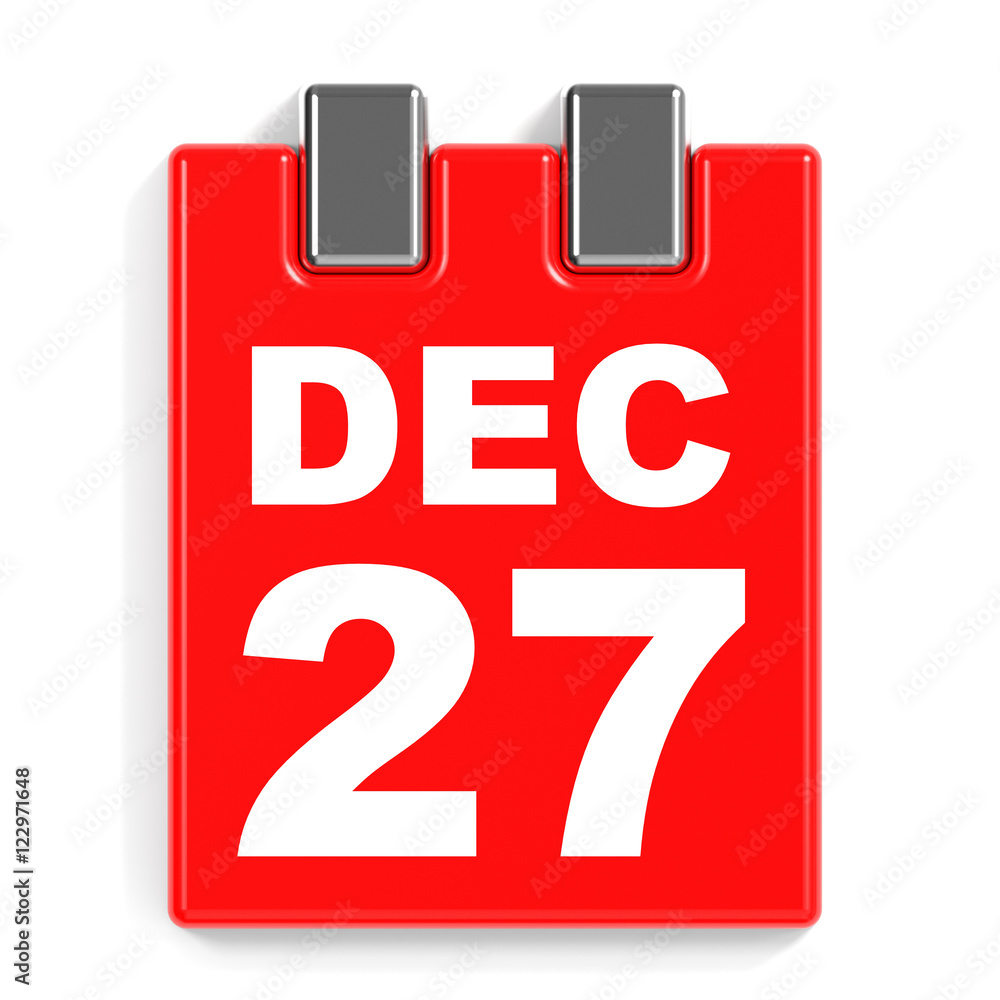 December 27. Calendar on white background. December 27. Calendar on white background.