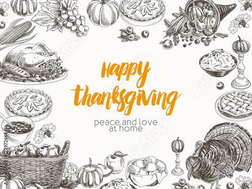 Vector hand drawn thanksgiving Illustration.