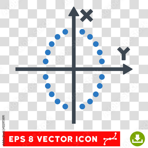 Vector Ellipse Plot EPS vector pictogram. Illustration style is flat iconic bicolor smooth blue symbol on a transparent background.