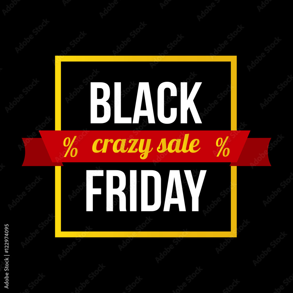 Black friday crazy sale card, flat design modern banner template.