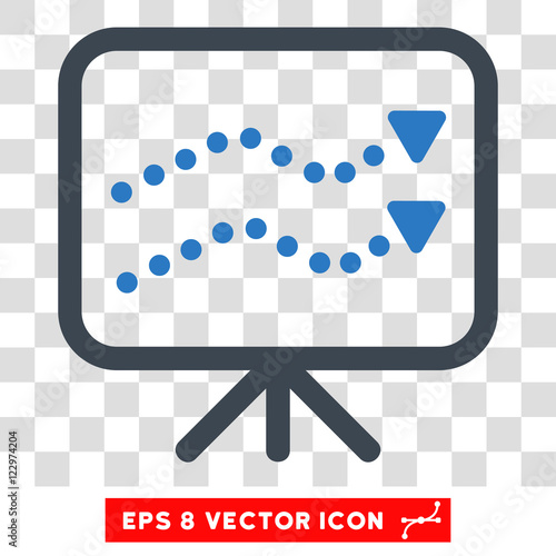 Vector Trends Monitoring EPS vector pictograph. Illustration style is flat iconic bicolor smooth blue symbol on a transparent background.
