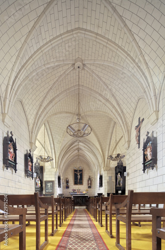 Interior of the Parish Church, town of La Vraie Croix, departament of Morbihan, region of Brittany, France