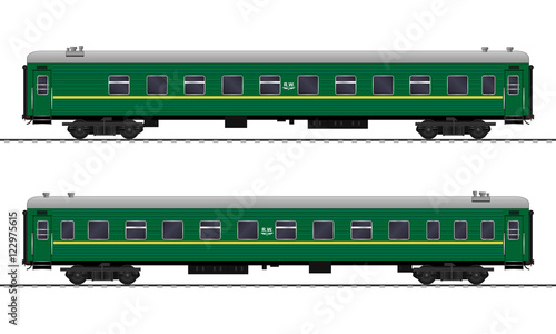 Passenger train cars. Railway carriage. vector