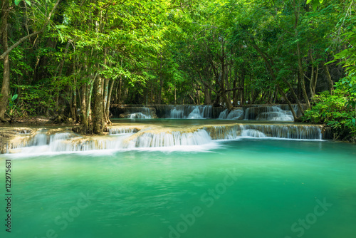 Fototapeta Naklejka Na Ścianę i Meble -  Breathtaking waterfall for relaxation, Erawan waterfall loacated Kanchanaburi Province,Thailand