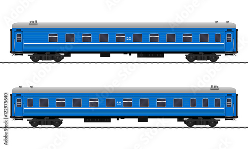 Passenger train cars. Railway carriage. vector
