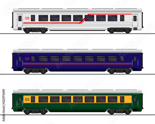 Passenger train cars. Railway carriage. vector