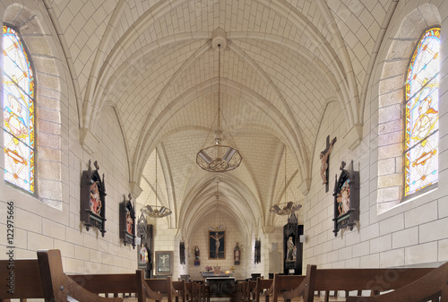 Interior of the Parish Church, town of La Vraie Croix, departament of Morbihan, region of Brittany, France