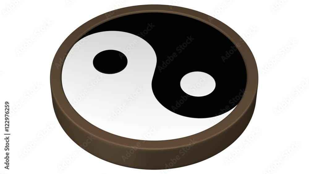 Yin Yang Symbol turn around. Loopable. Luma matte. 3D rendering. Yin Yang Symbol turn around. Loopable. Luma matte. 3D rendering.