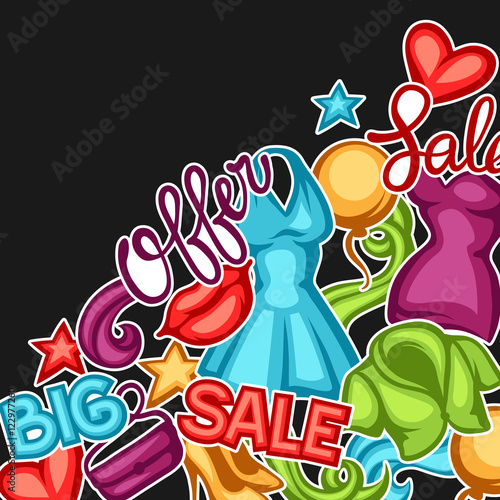 Sale background with female clothing and accessories