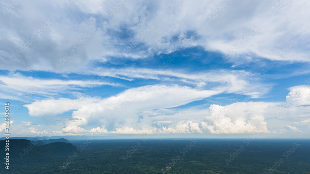 Landscape high angle view with blue sky