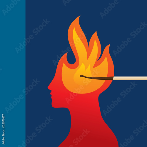 Matchstick and human head.