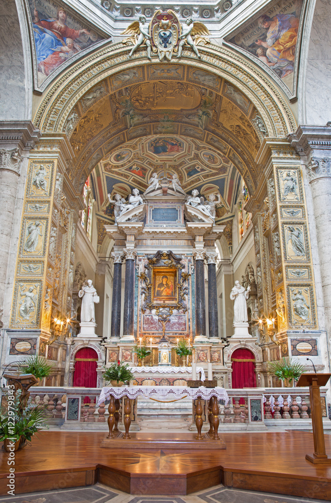 ROME, ITALY - MARCH 9, 2016: The sanctuary of church Basilica di Santa Maria del Popolo.