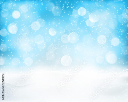 Light blue winter holiday bokeh background © wenani
