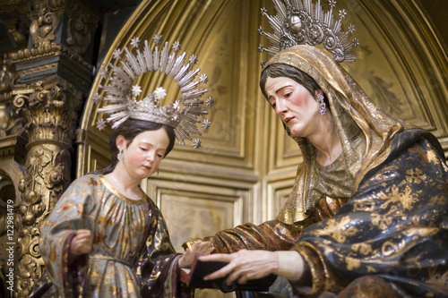 Saint Hannah and Virgin Mary, carving by Jose Montes de Oca (1714), El Salvador church, Seville, Spain photo