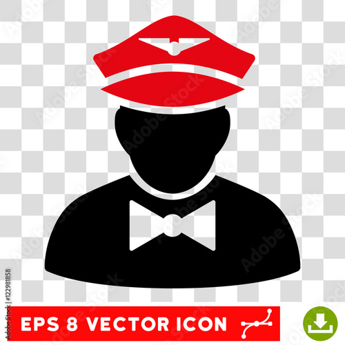 Vector Airline Steward EPS vector pictograph. Illustration style is flat iconic bicolor intensive red and black symbol on a transparent background.