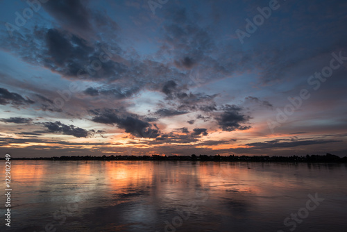 beautiful sunset sky over the river