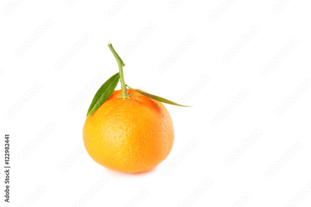 Ripe mandarin isolated on a white background