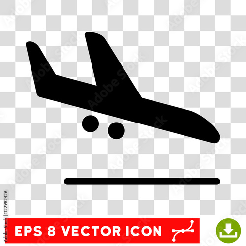 Vector Aiplane Landing EPS vector pictogram. Illustration style is flat iconic black symbol on a transparent background.