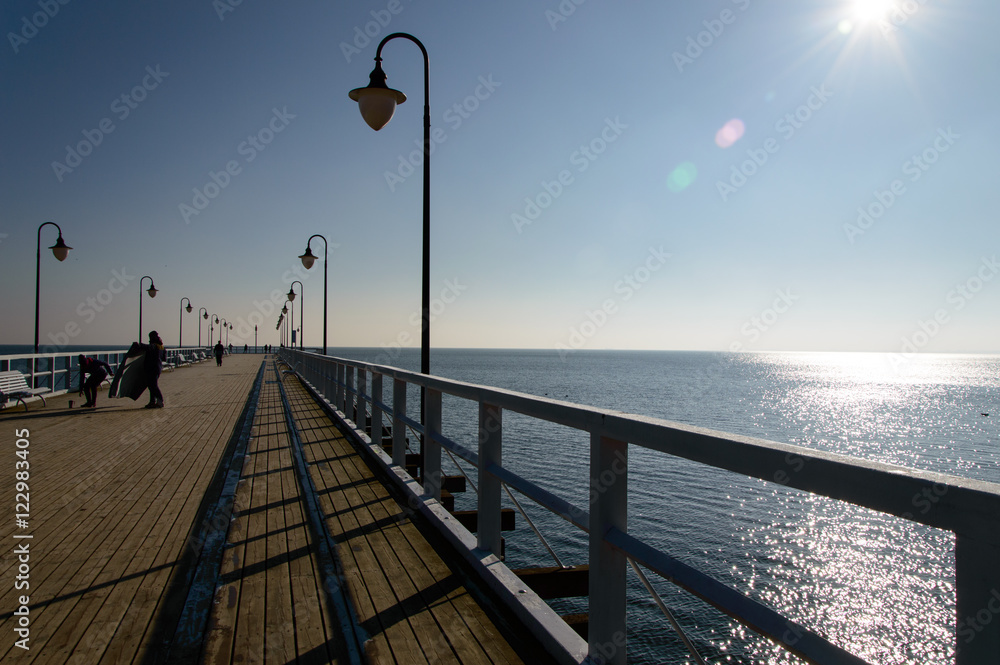 The longest wooden pier on the Baltic Sea in Gdynia, Poland