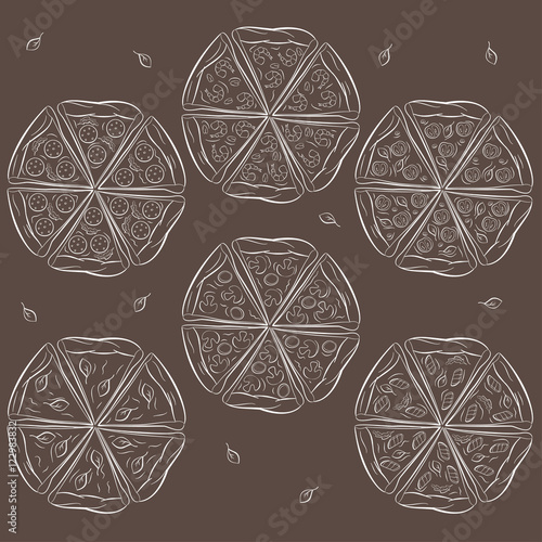 Set of pizzas. Vector illustration of pizza