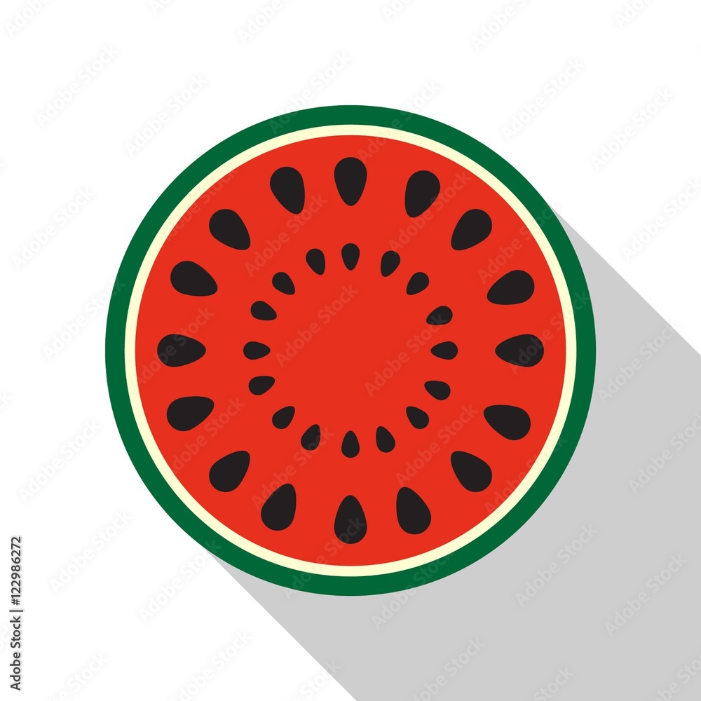Fototapeta premium Watermelon flat icon on isolated transparent background.